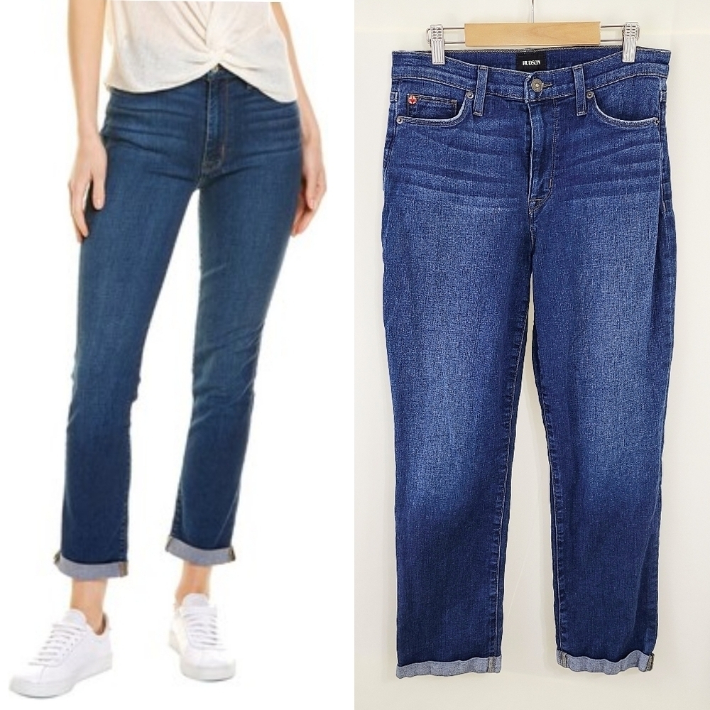 Hudson Blair high rise straight crop jeans cuffed Blue Women's size 29